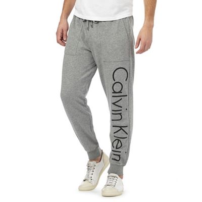 Calvin Klein Grey logo print jogging bottoms